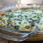 baked crustless quiche in a pie pan
